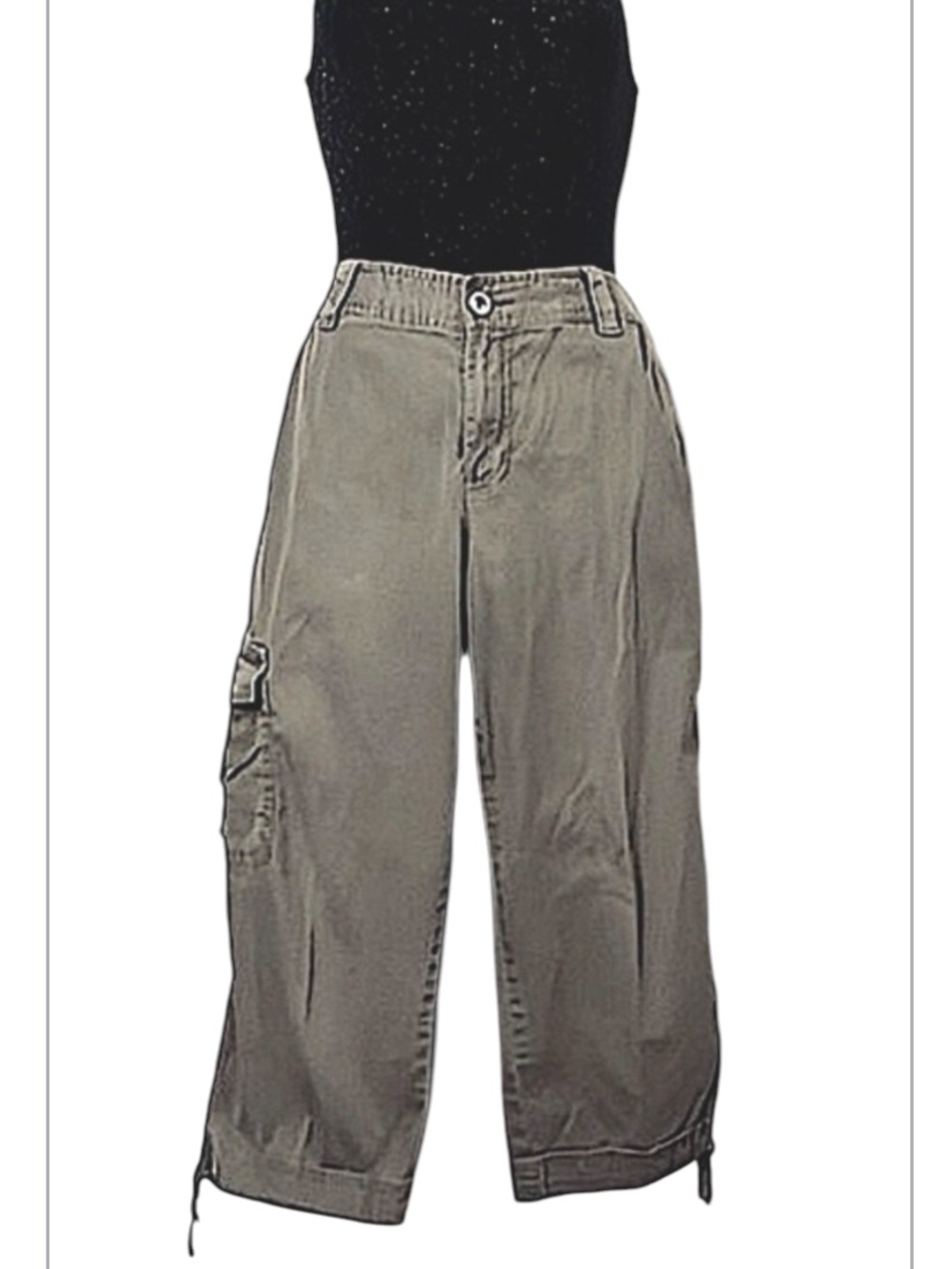 Liz Claiborne Vintage Army Olive Avacado Green Low Rise Cargo Utility Capris 8